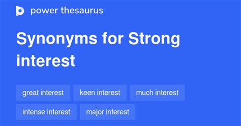 synonym strong interest|STRONG INTEREST in Thesaurus: 100+ Synonyms & Antonyms .